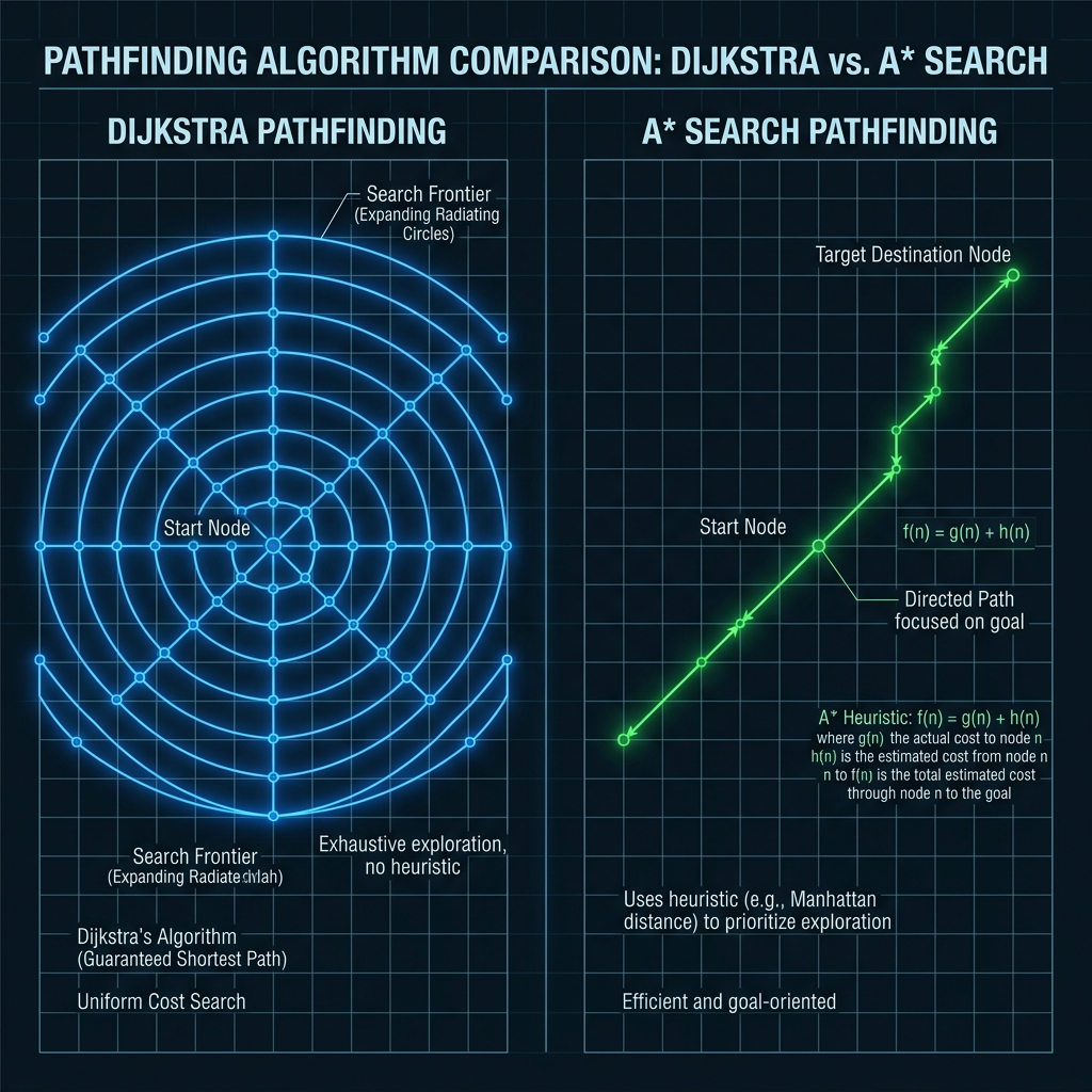 Perbandingan Pencarian Rute: Dijkstra vs A* Search