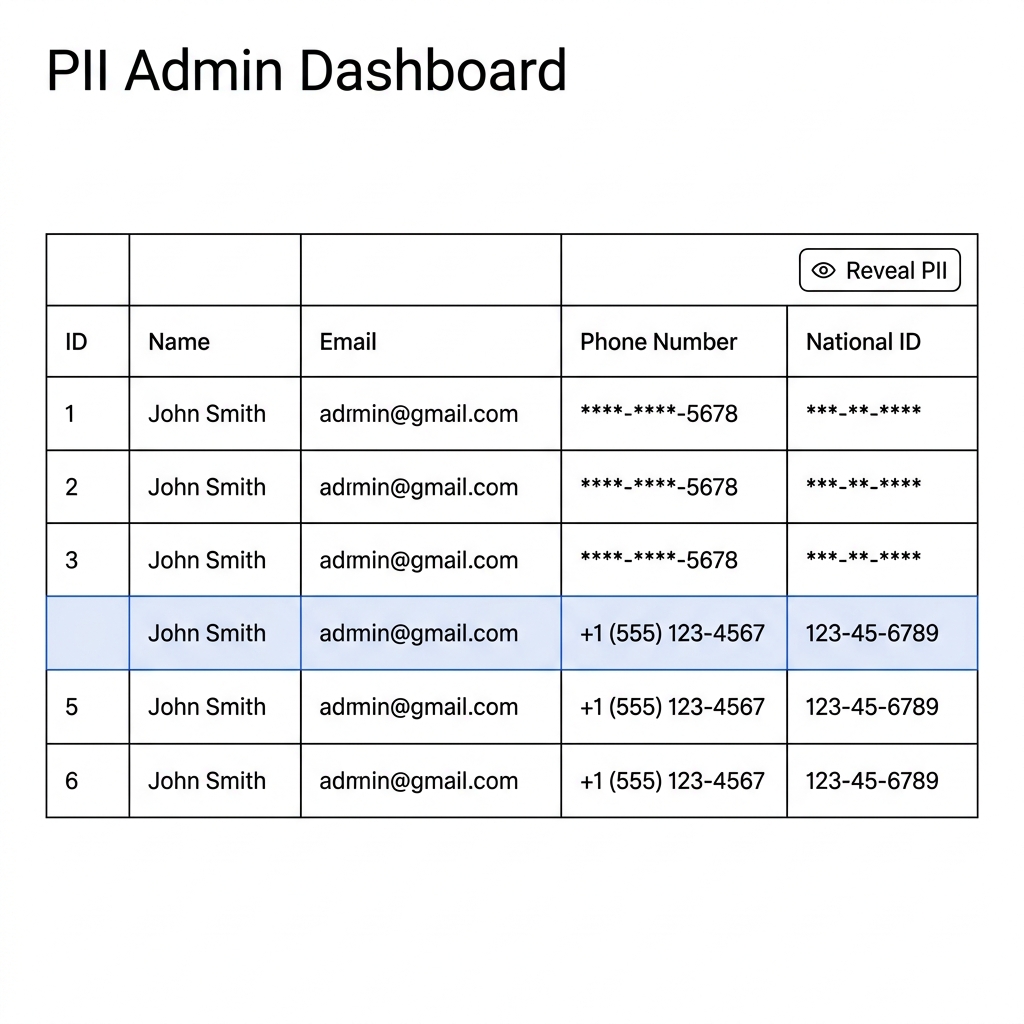 UI System Design PII Dashboard