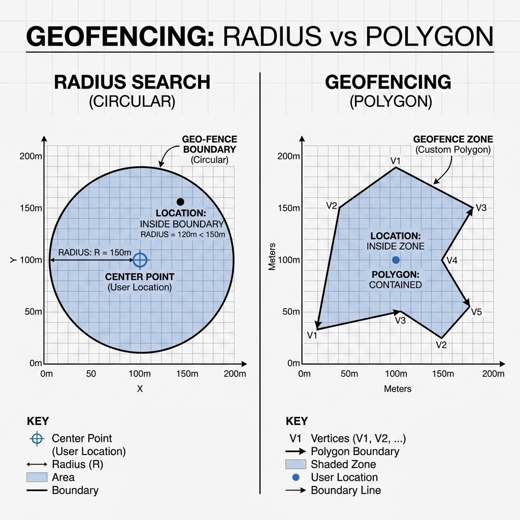Radius vs Geofencing Polygon