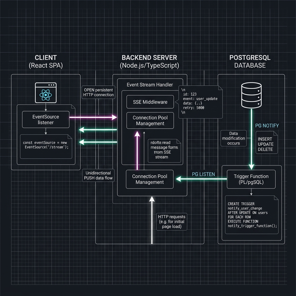 Cetak Biru Arsitektur SSE dengan PostgreSQL dan React