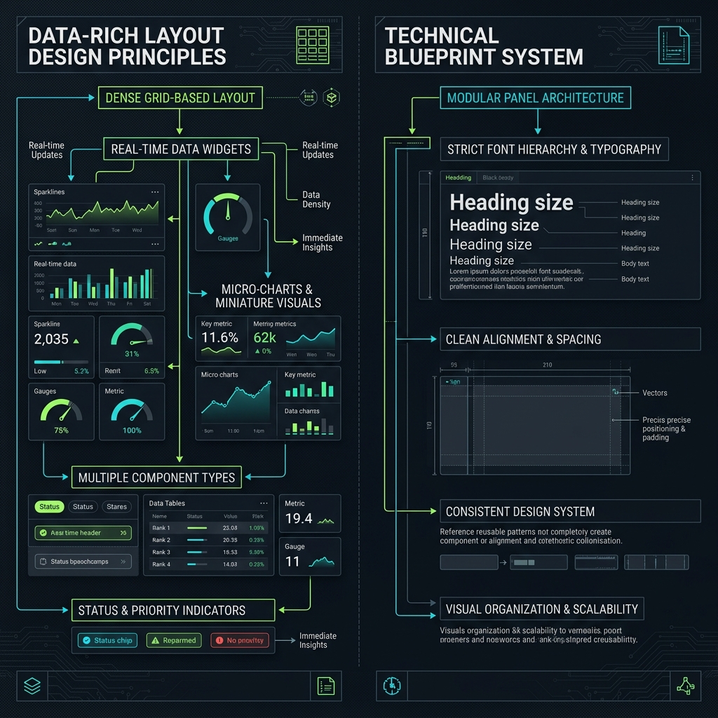Cetak Biru Desain Antarmuka Dashboard Padat Data