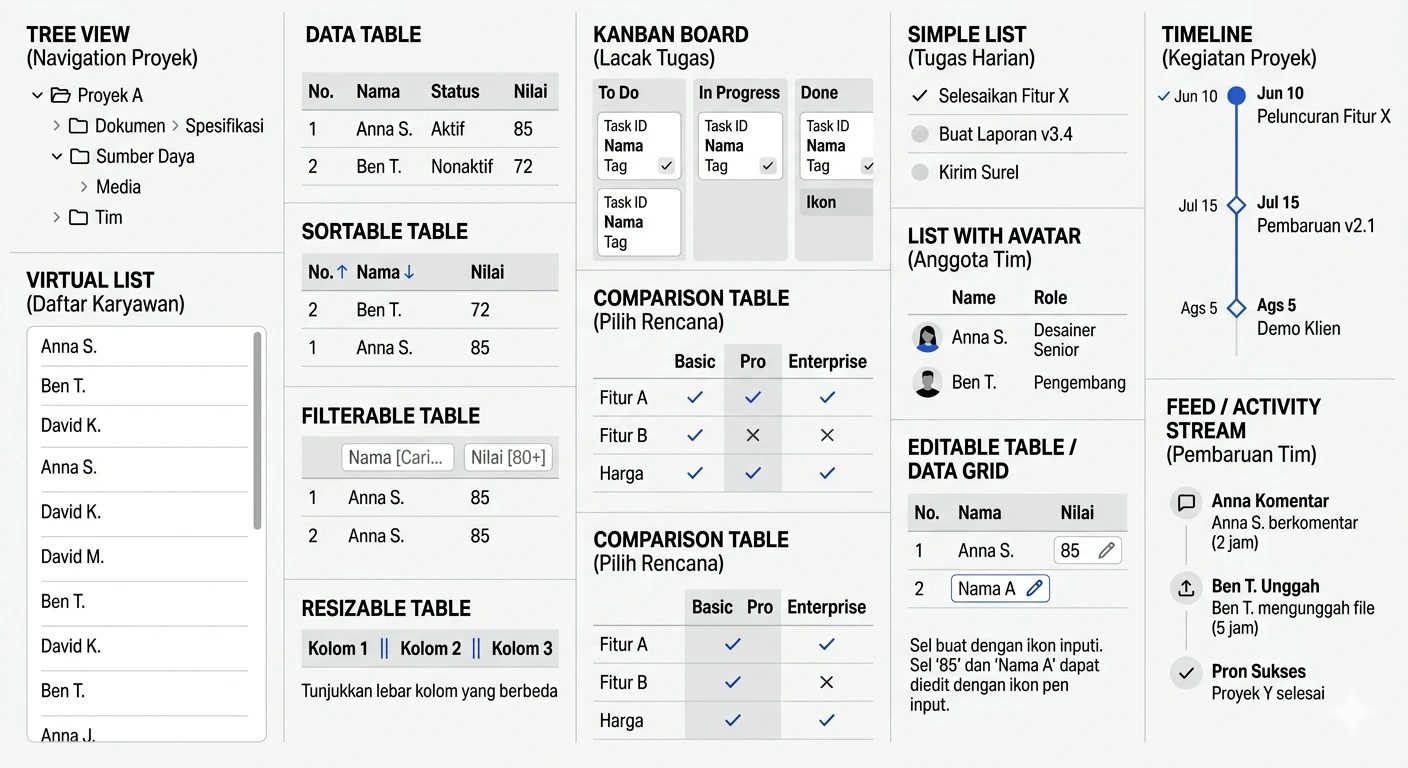 List and Table Components Overview